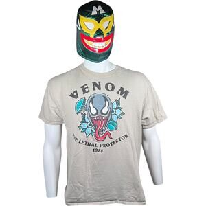 Marvel 2X Y2K Venom Tee Gray Graphic Print Comic Streetwear Men’s 2000s